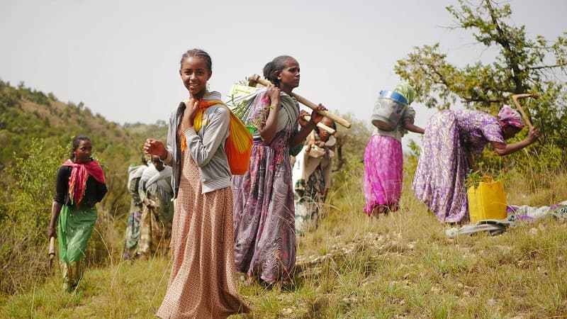 Women at work in Desaa Landscape